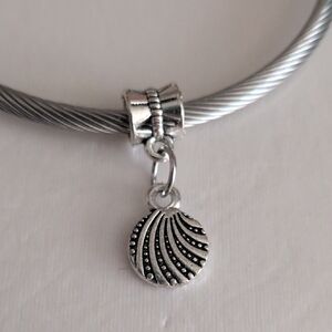 Silver Seashell Dangle Charm for Pandora Style Bracelet‎